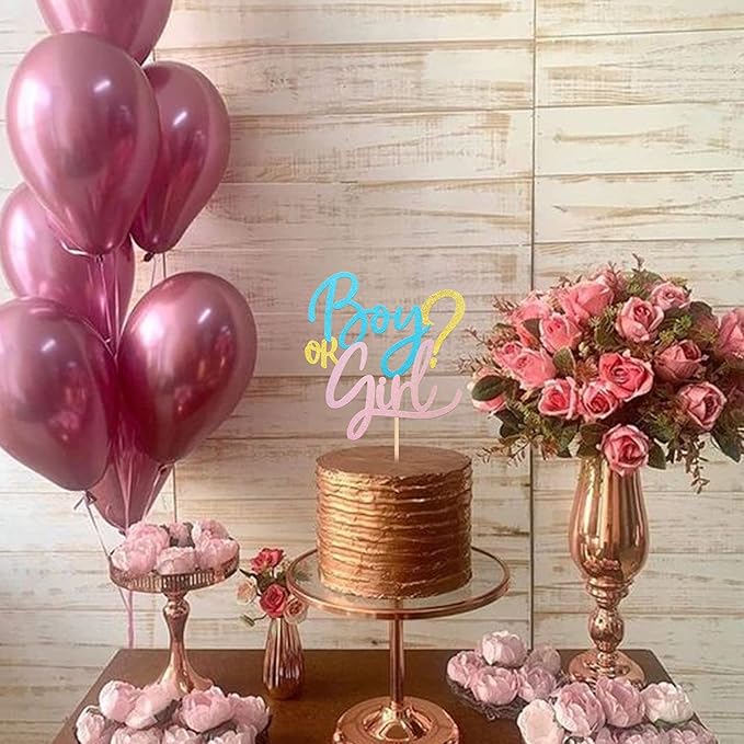 Rsstarxi 1 Pack Glitter Boy or Girl Cake Topper Pink and Blue Gender Reveal Cake Pick Baby Shower Cake Decoration for He or She Baby Gender Reveal Kids Birthday Party Supplies