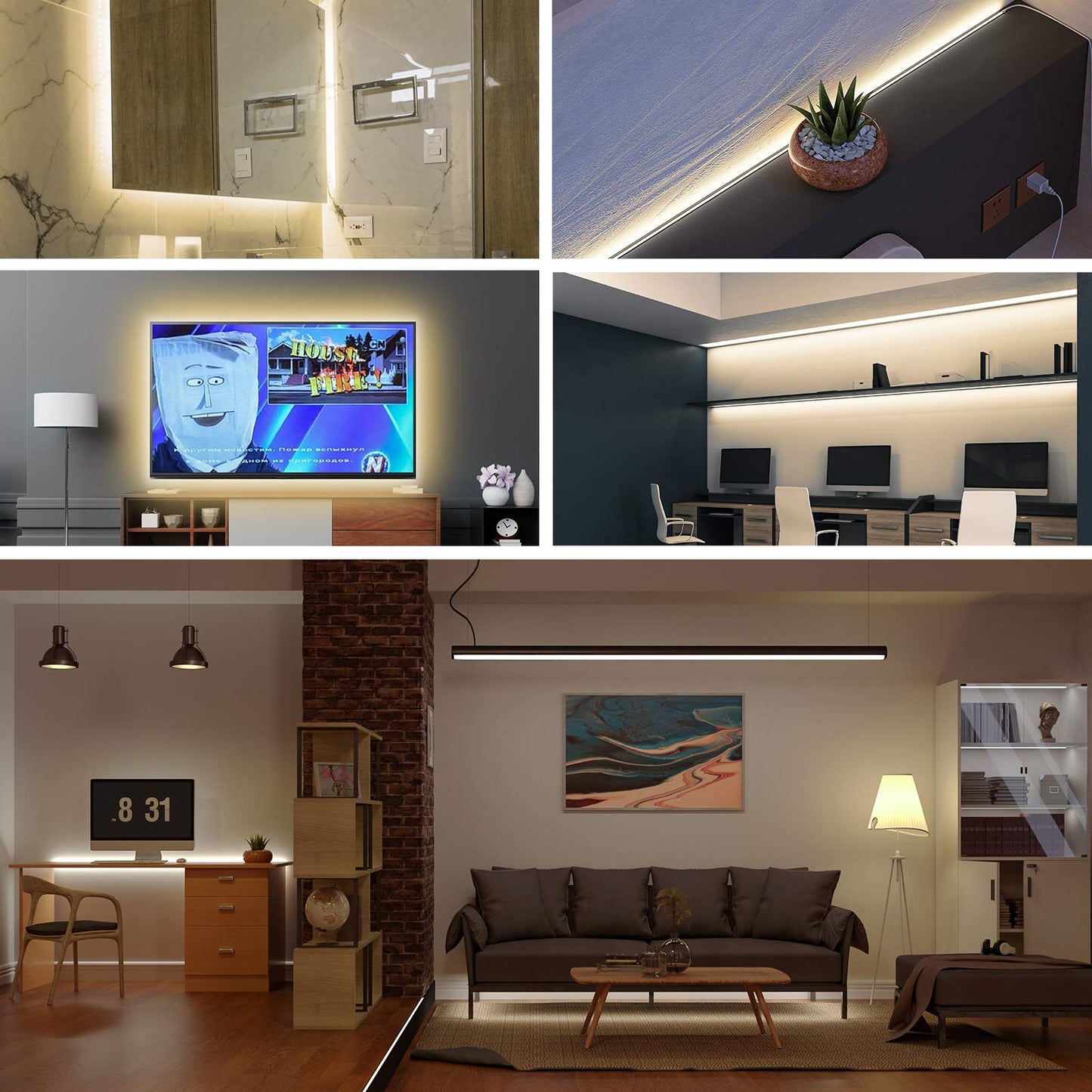 Fcob 6.56Ft Cob Usb Led Strip, Warm White 3000K, Dimmable, High Density, Flexible For Indoor Decoration