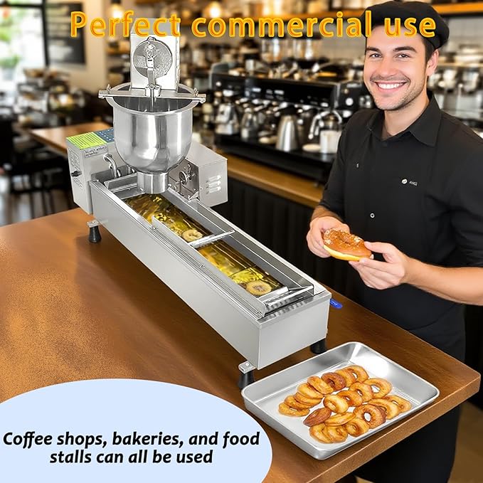 Commercial Single Row Mini Donut Maker Machine,Frying Donuts Maker,Automatic Doughnut Maker, For Restaurant, Bakery, Party, Dessert Shop, 450-800 Pcs/Hour