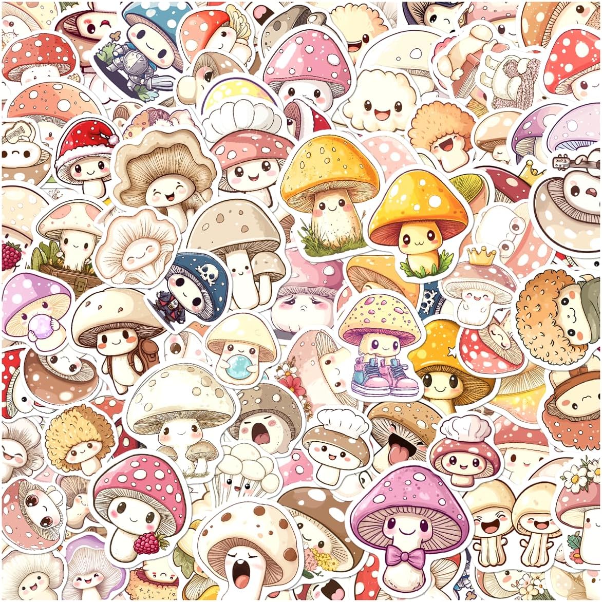 Cute Mushroom Sticker Pack 108Pcs Aesthetic Vinyl Stickers for Teen Girls Journaling Scrapbooking Laptop Water Bottles Phone Case DIY Decor Bike Bumper Car