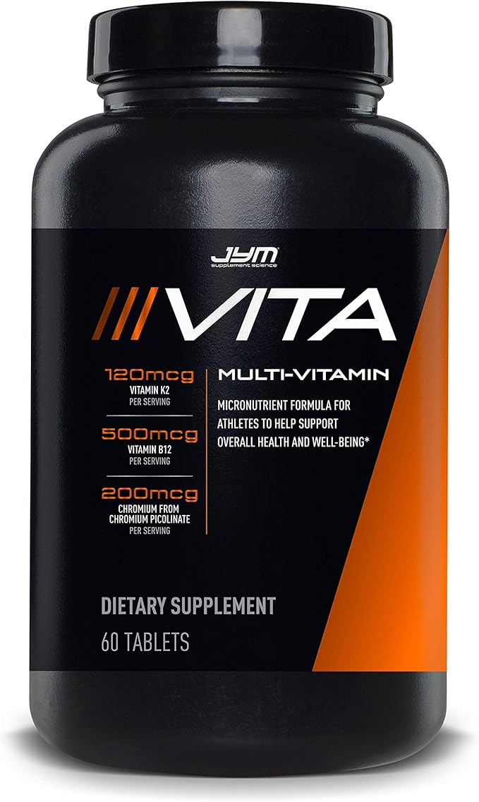 JYM Greens Super Food Blueberry Acai Powder with Spirulina & Vita JYM Multivitamin for Athletes 60 Tablets