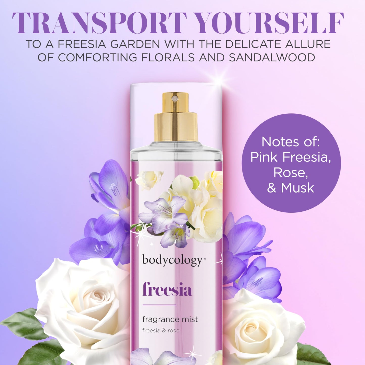 Bodycology Long-Lasting Fragrance Body Mist, Freesia, 8 fl oz