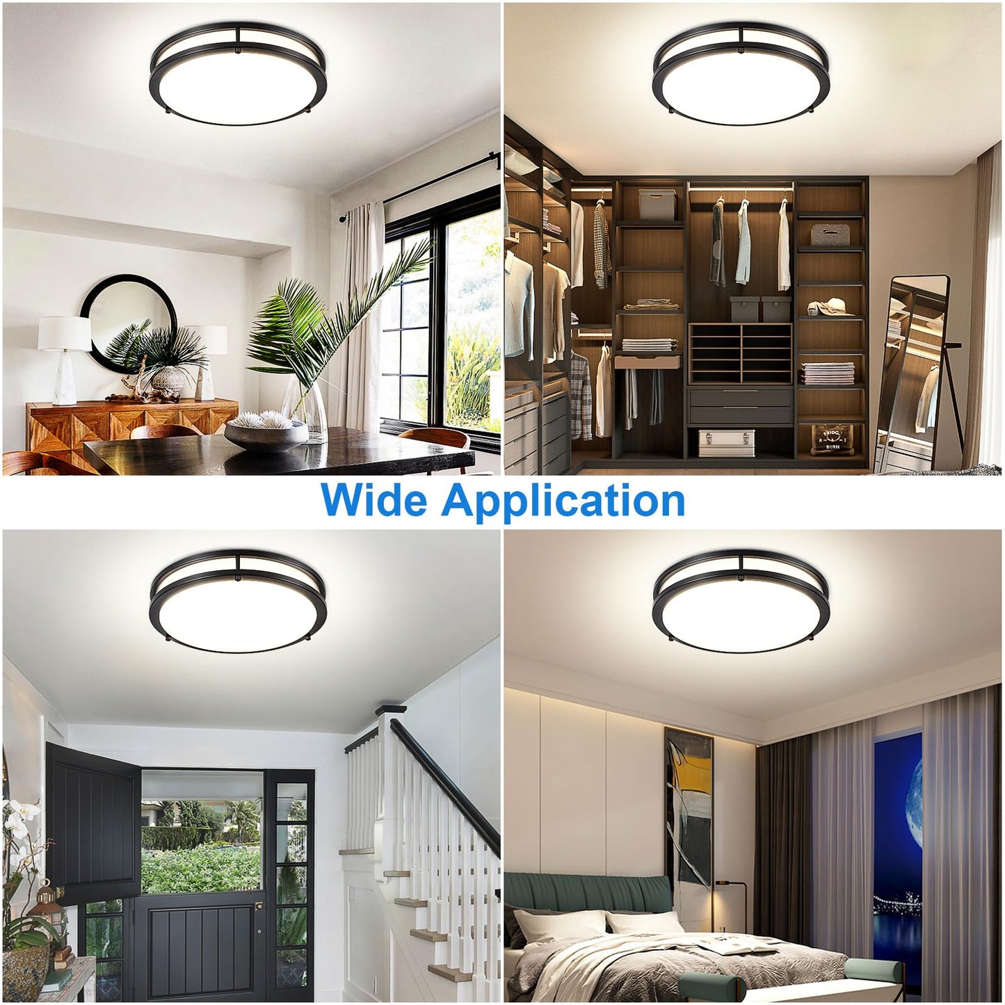 Dllt Flush Mount Led Ceiling Light: 13 Inch 5Cct (3000K-6000K) & Dimmable Ceiling Light Fixtures For Bedroom Hallway - 24W Modern Black Super Bright Kitchen Lighting Fixtures Ceiling