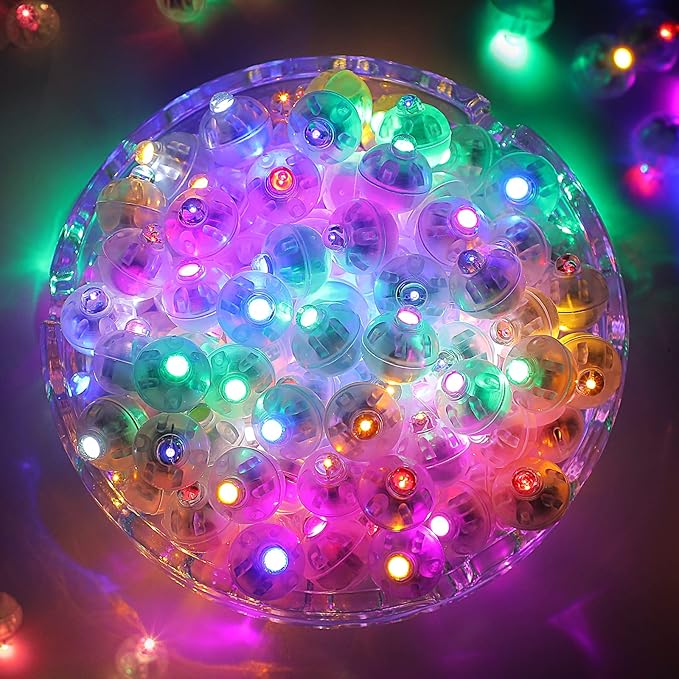 ZGWJ 100PCs Balloon Lights, Mini Round Led Ball Light up Balloons for Paper Lantern, Neon Party Lights Easter Eggs Christmas Halloween Birthday Party Wedding Decoration