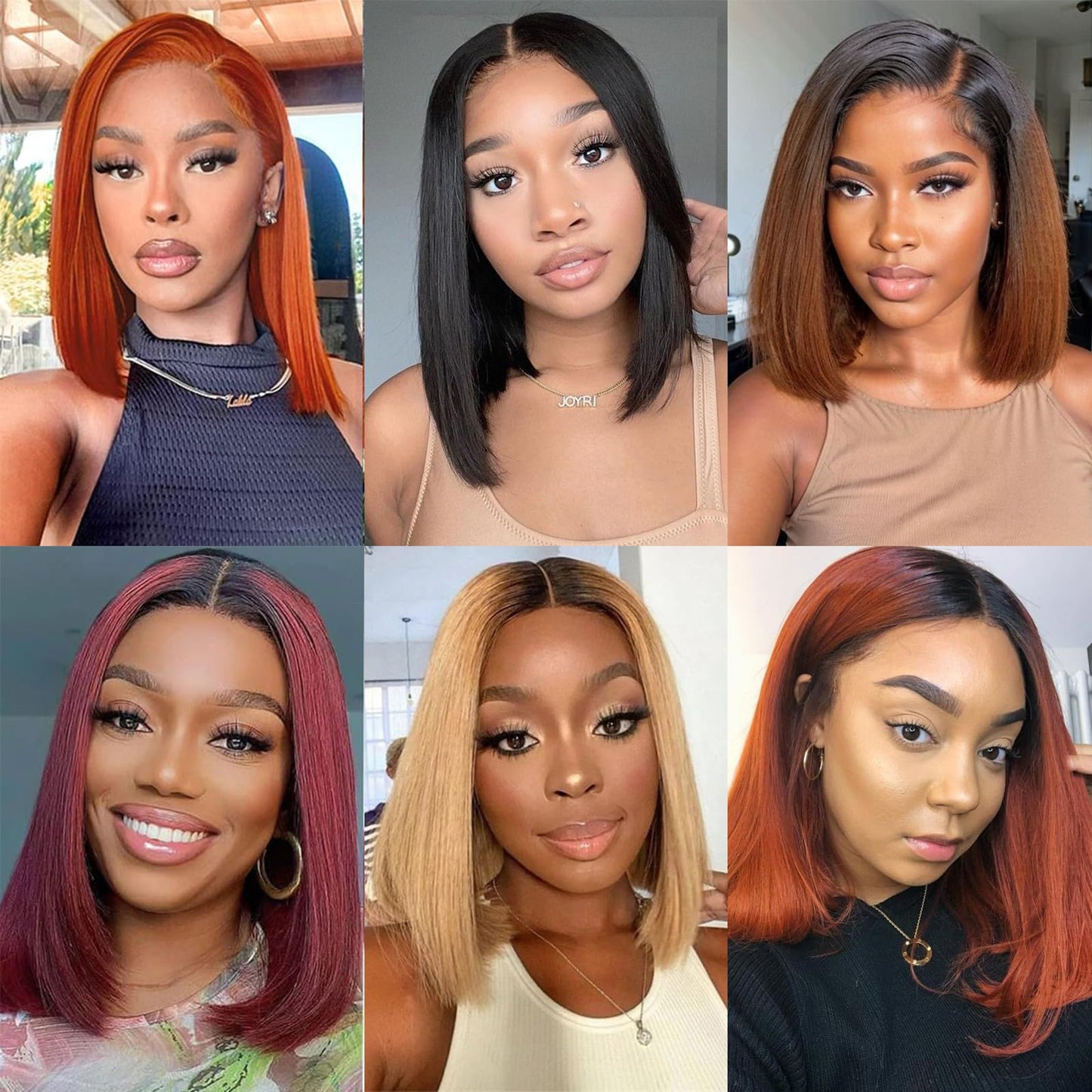 KULYMUWIG Ombre 1B/350 Ginger Bob Wigs Human Hair for Black Women 13x4 Lace Front Straight Bob Wigs 200% Density 12A Glueless Hu