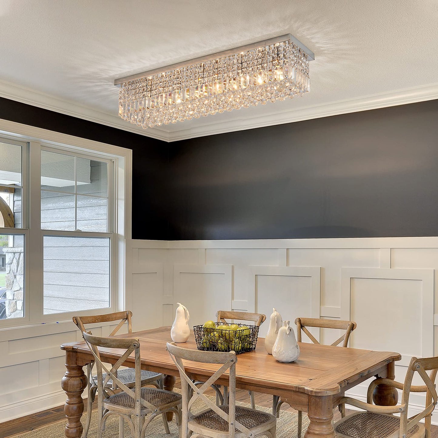 7Pm Modern Large Chandeliers - 47.2 Chrome Stainless Steel Dining Room Light Fixture, Model Cl010896