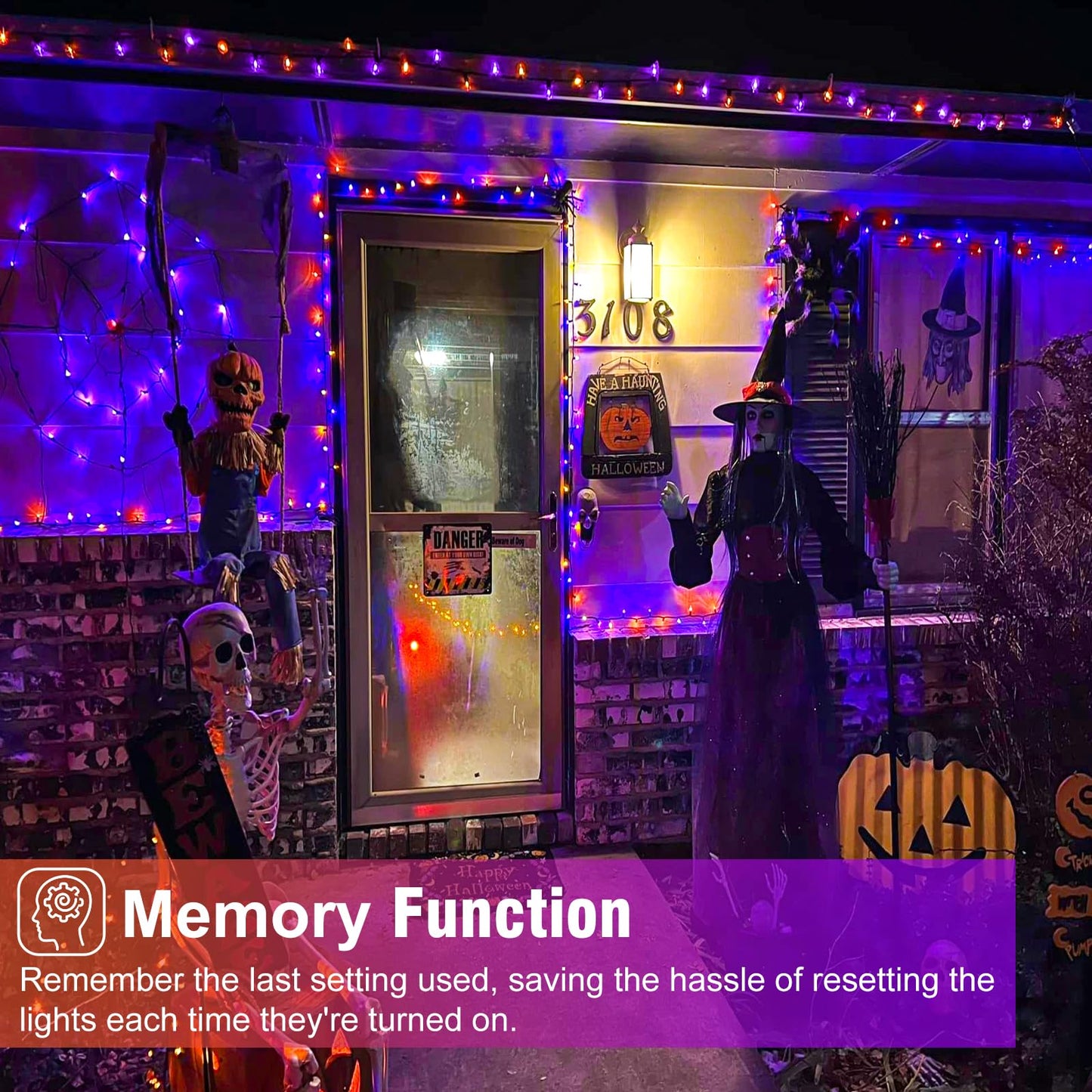 Nielfoi 2 Pack Christmas Lights - 200Ft 600 Led Waterproof Twinkle Lights In Purple Orange For Indoor & Outdoor Decorations, Model Bg-Cl3M3-306L01