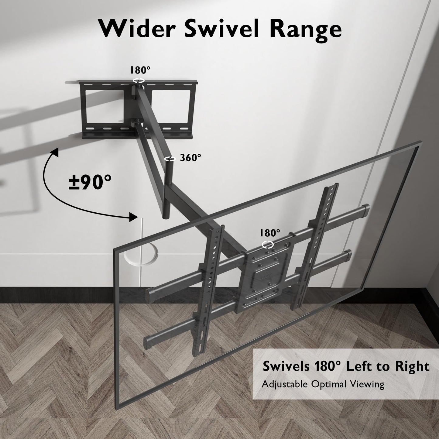 BONTEC TV Wall Mount with Extra Long Extendable Arm for 32-75 Inch TVs, Holds Up to 132lbs, Full Motion Dual Arm TV Bracket with Tilt, Swivel, Level Adjustment, Max VESA 600x400mm, Wide Compatibility
