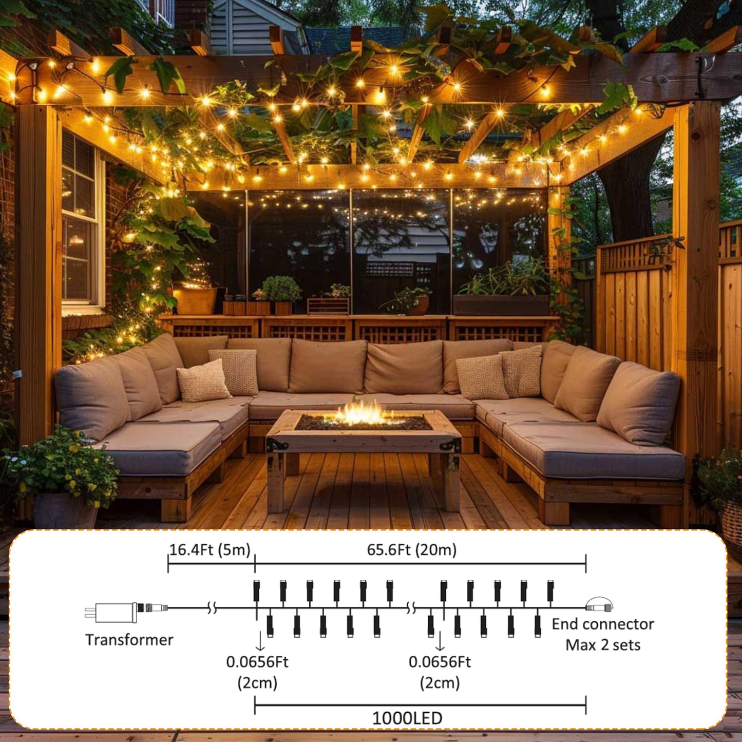 Ogrmar 82 Ft 1000 Led Christmas Cluster Lights 8 Modes Christmas String Lights With Timer Function & Connectable For Xmas Home Garden Wedding Party Xmas Tree Indoor Outdoor Decor (1000  Warm White)