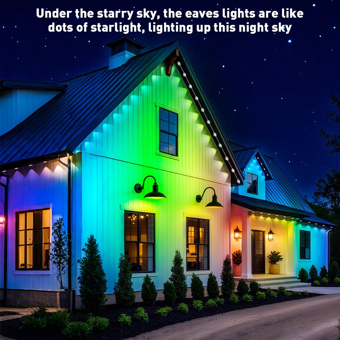 Inzidol Permanent Outdoor Lights 150Ft Rgb Eave Light Ip67 Waterproof Lighting For House Smart Led With App/Remote Control For Outdoor Decor Garden Decor Party Holiday