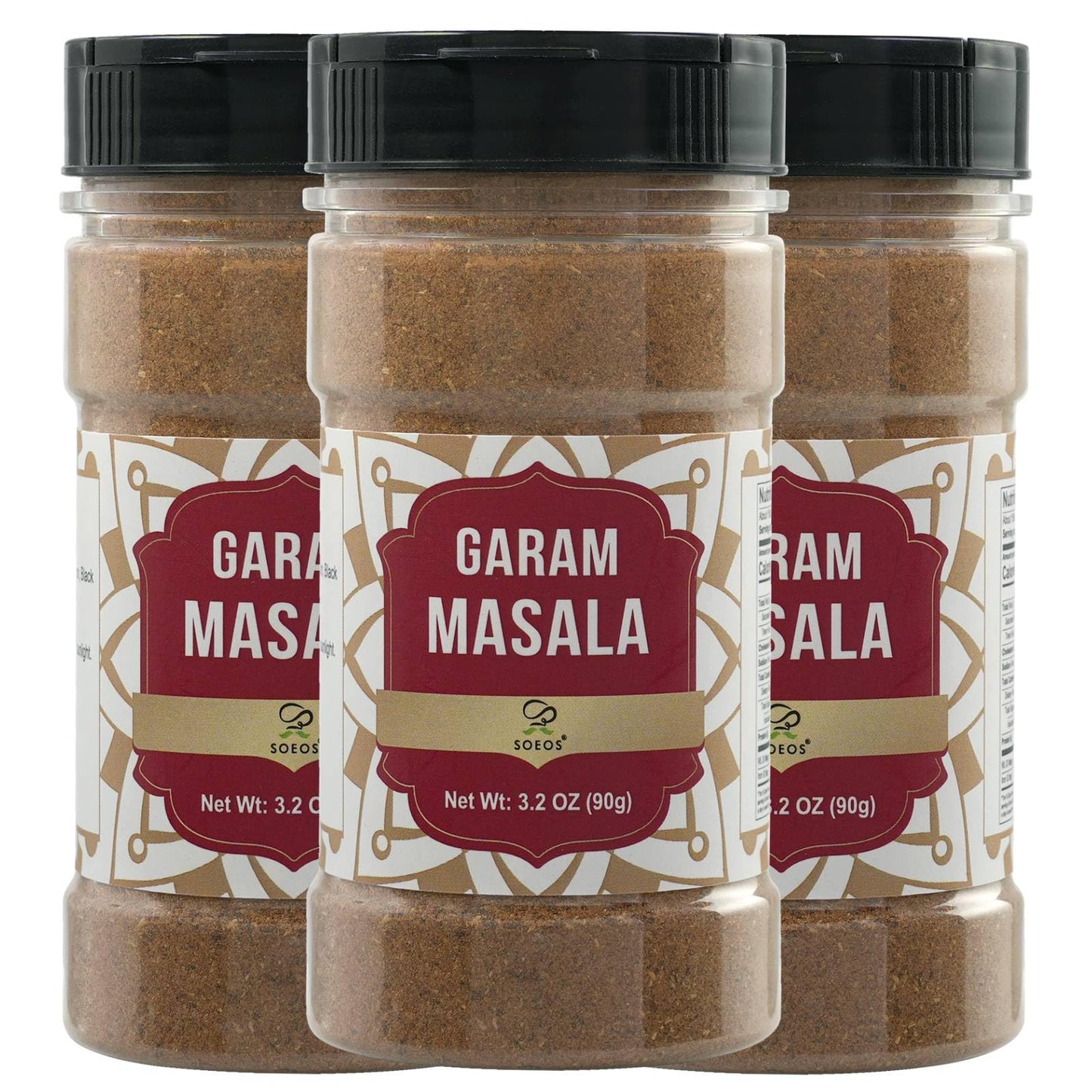 Soeos Garam Masala  3.2 oz (Pack of 3)  Garam Masala Spice Powder  All Natural  Vegan  No Colors  Kosher  Indian 8-Spice Blend  Masala Seasoning