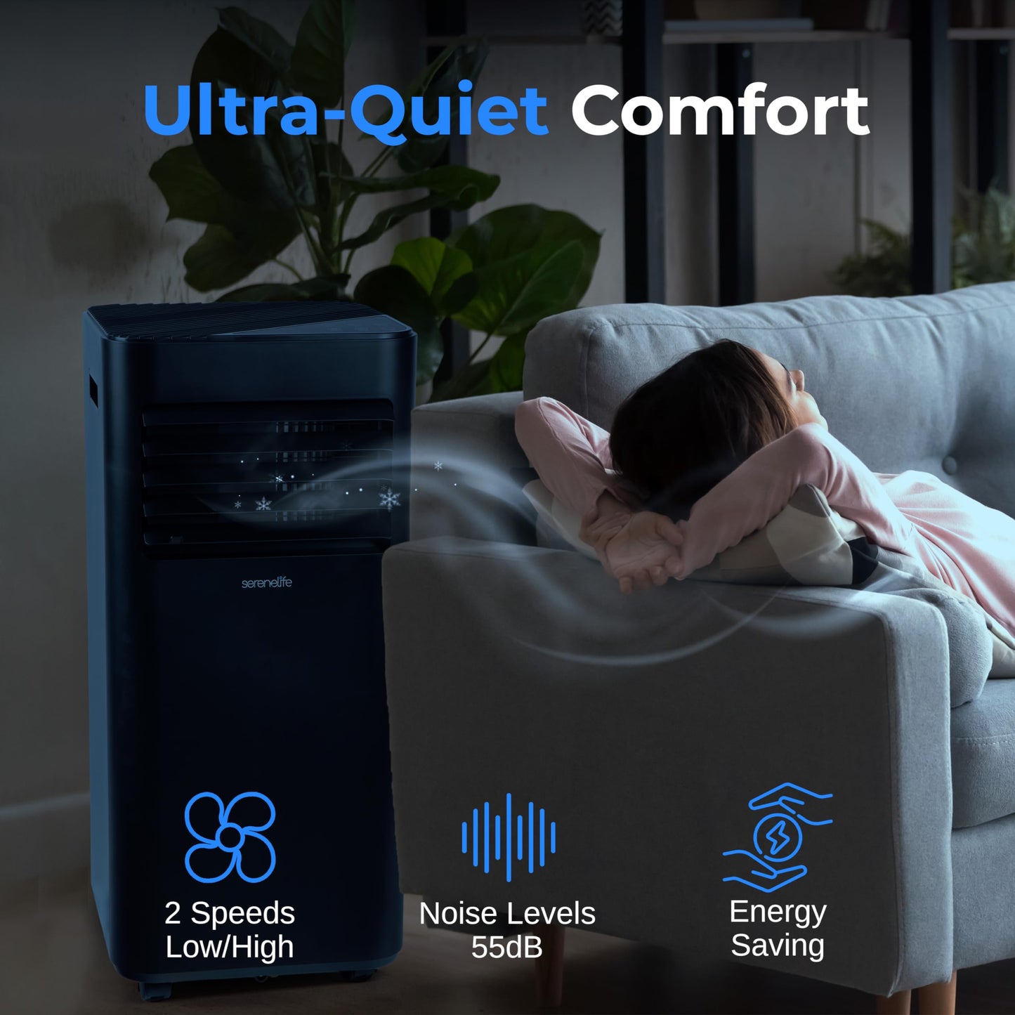 Serenelife Portable Air Conditioner 10000 Btu - 3-In-1 Compact Standing Air Conditioner For Room Up To 320 Sq. Ft. - Floor Ac Un