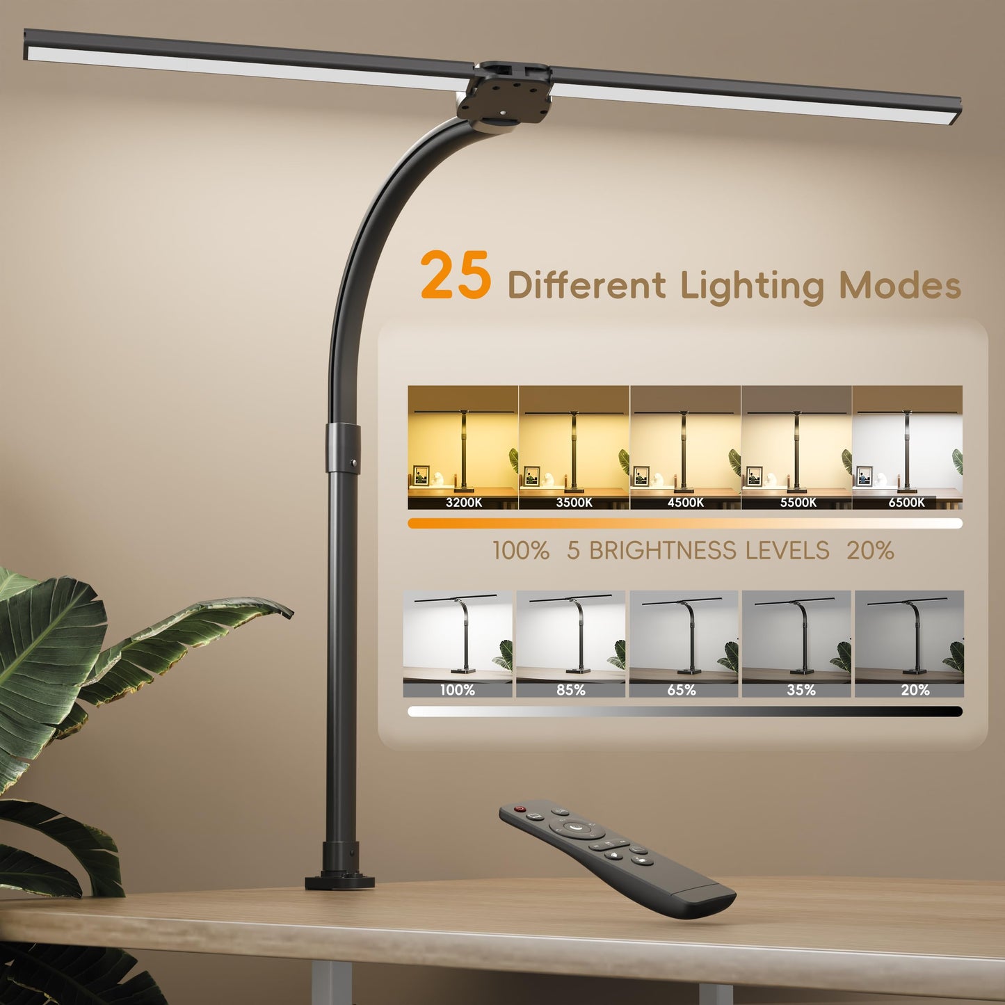SICCOO LED Double Head Desk Lamp, 24W Brightest Architect Lamp, 5 Adjustable Brightness, Large, Acrylonitrile Butadiene Styrene