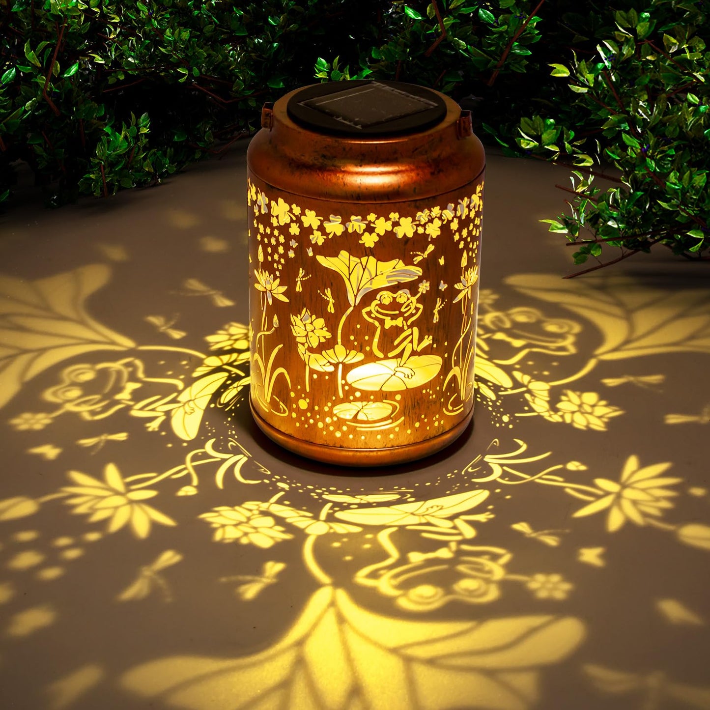 YISITEONE Frog Solar Lantern - Metal Hanging Decor Light for Garden, Patio, Yard - Brown - Model ES04250600000