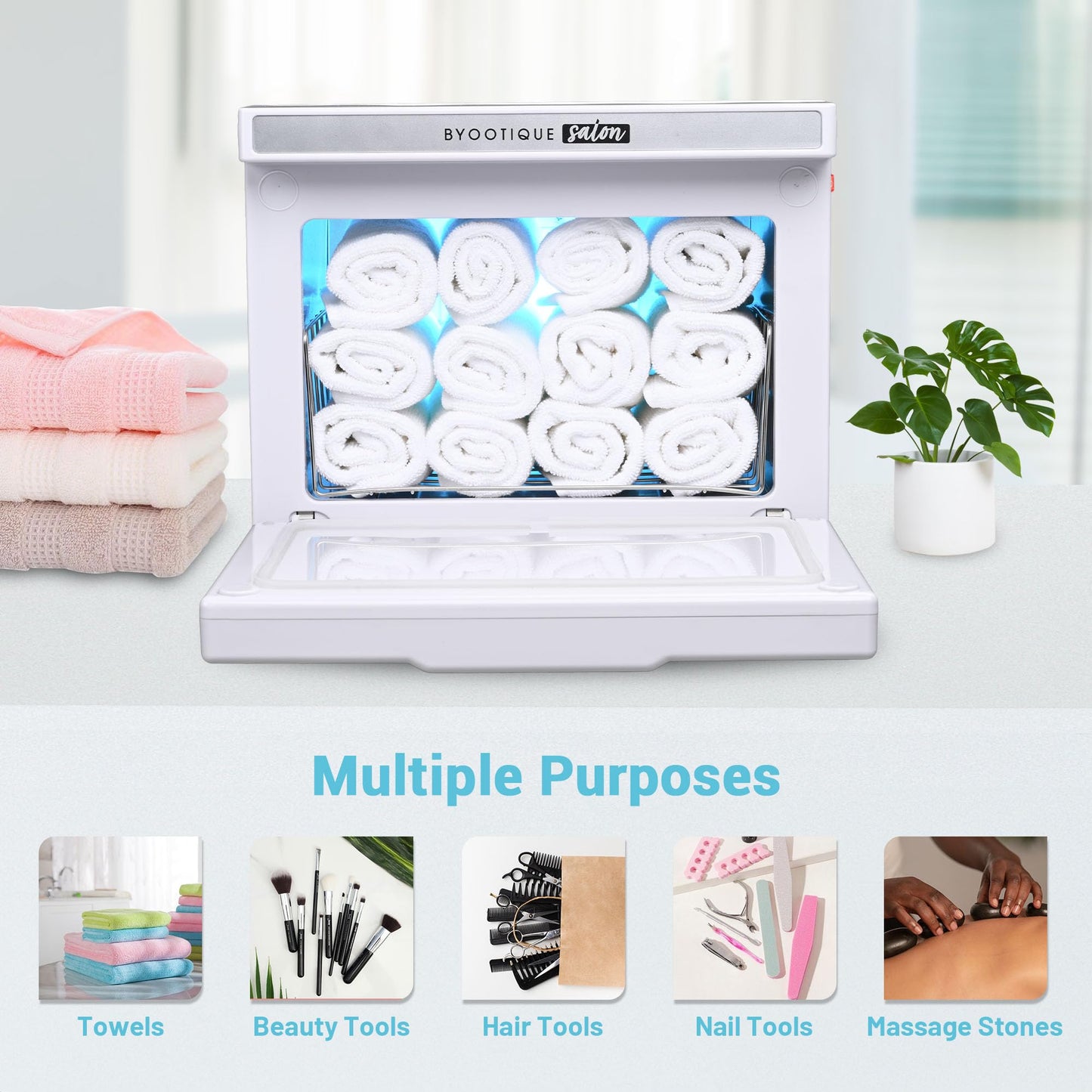 BYOOTIQUE 8L Spa Towel Warmer Cabinet for Salon, 2in1 Professional Heating Machine Mini Hot Towel Cabbies for Barbers, Facial, M