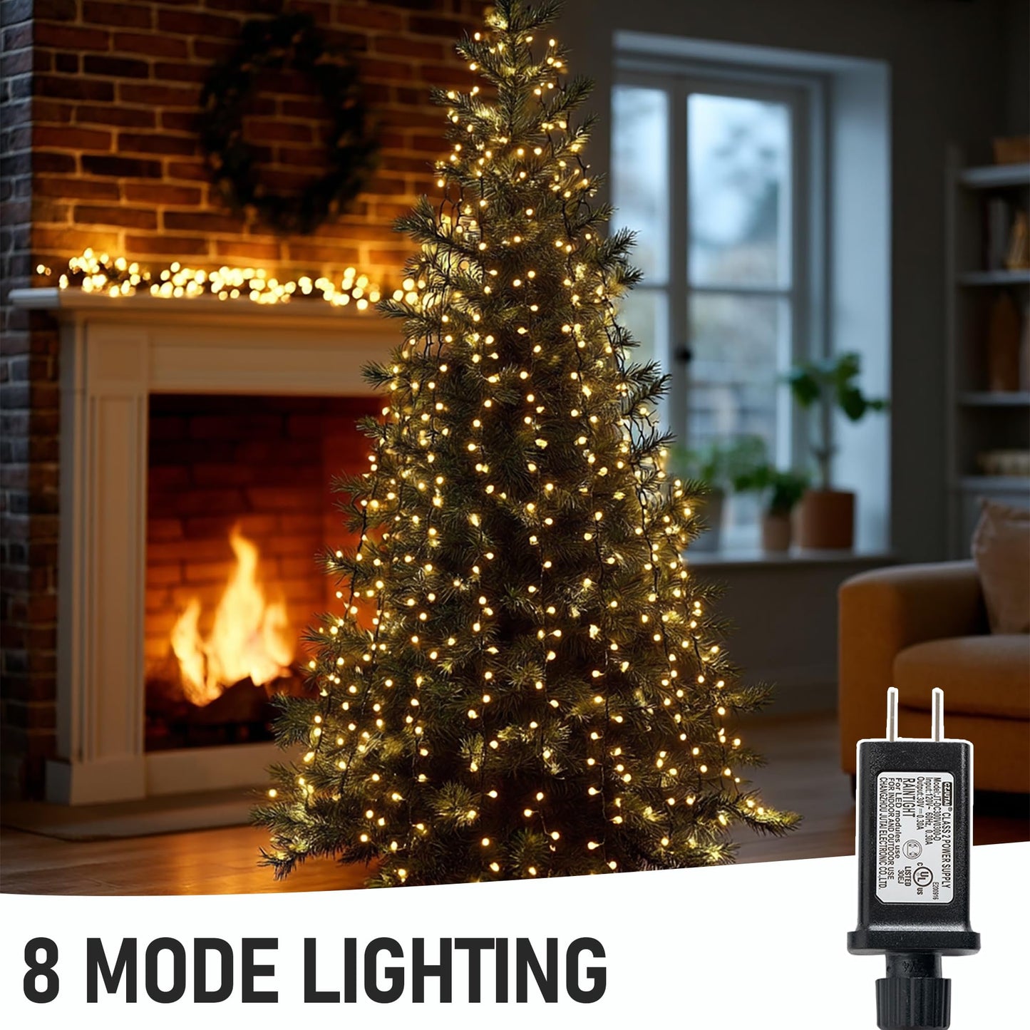 Tw Shine Christmas Tree Lights  448 Led Christmas Waterfall Tree Topper Lights With 8 Lighting Modes & Remote  8.2Ft X 16 Lines String Light For Indoor Outdoor Yard Party Xmas Decoration  Warm White
