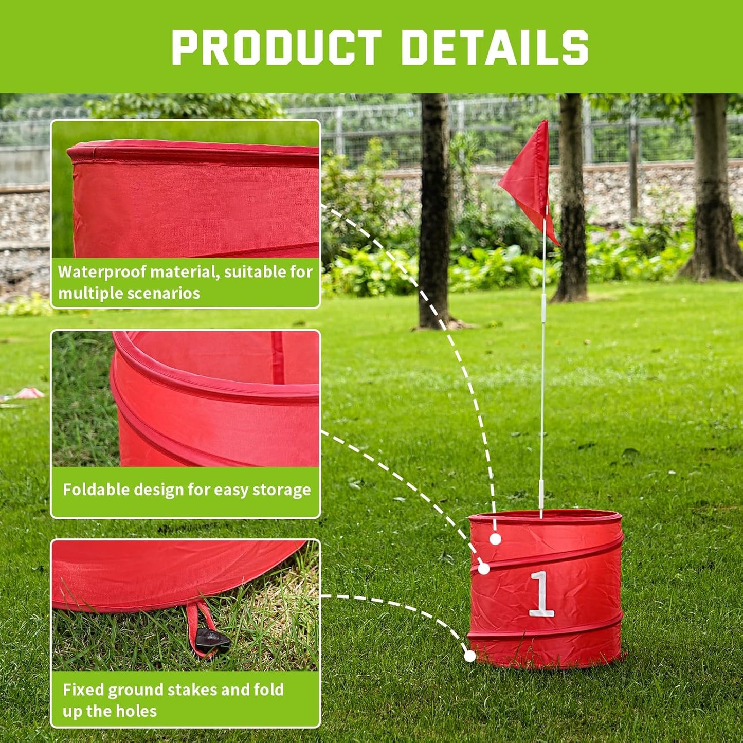 6 Holes-Outdoor Backyard Golf Game Set,Outdoor Yard Golf Chipping Game with 2 Clubs,Ball and Flag,Fun for All Crowd, Perfect for Beach,Park,Lawn and Camping