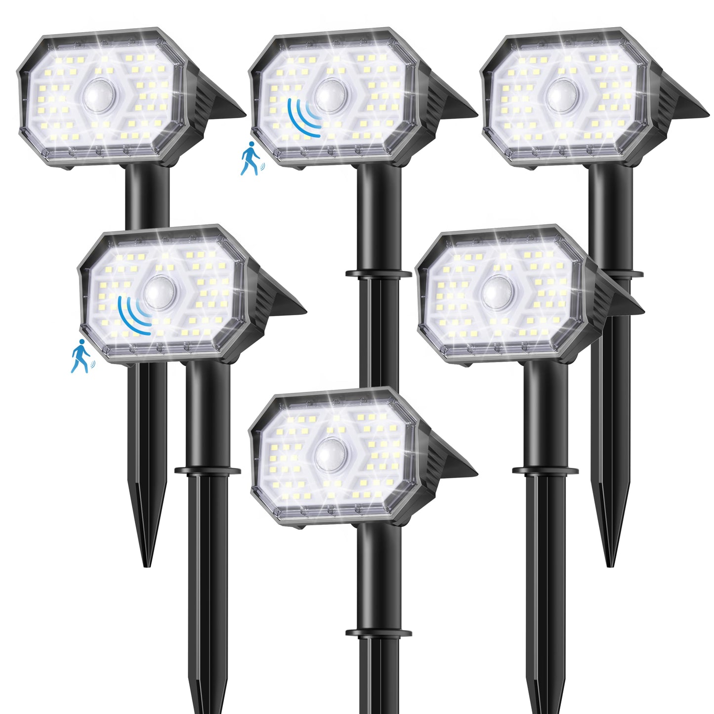 Brightown 6 Pack Solar Motion Lights Outdoor Waterproof  Motion Sensor Spot Lights- 58 Led/3 Modes Solar Powered Spotlights 2-In-1 Auto On/Off For Outside Yard Wall Garden  Cool White