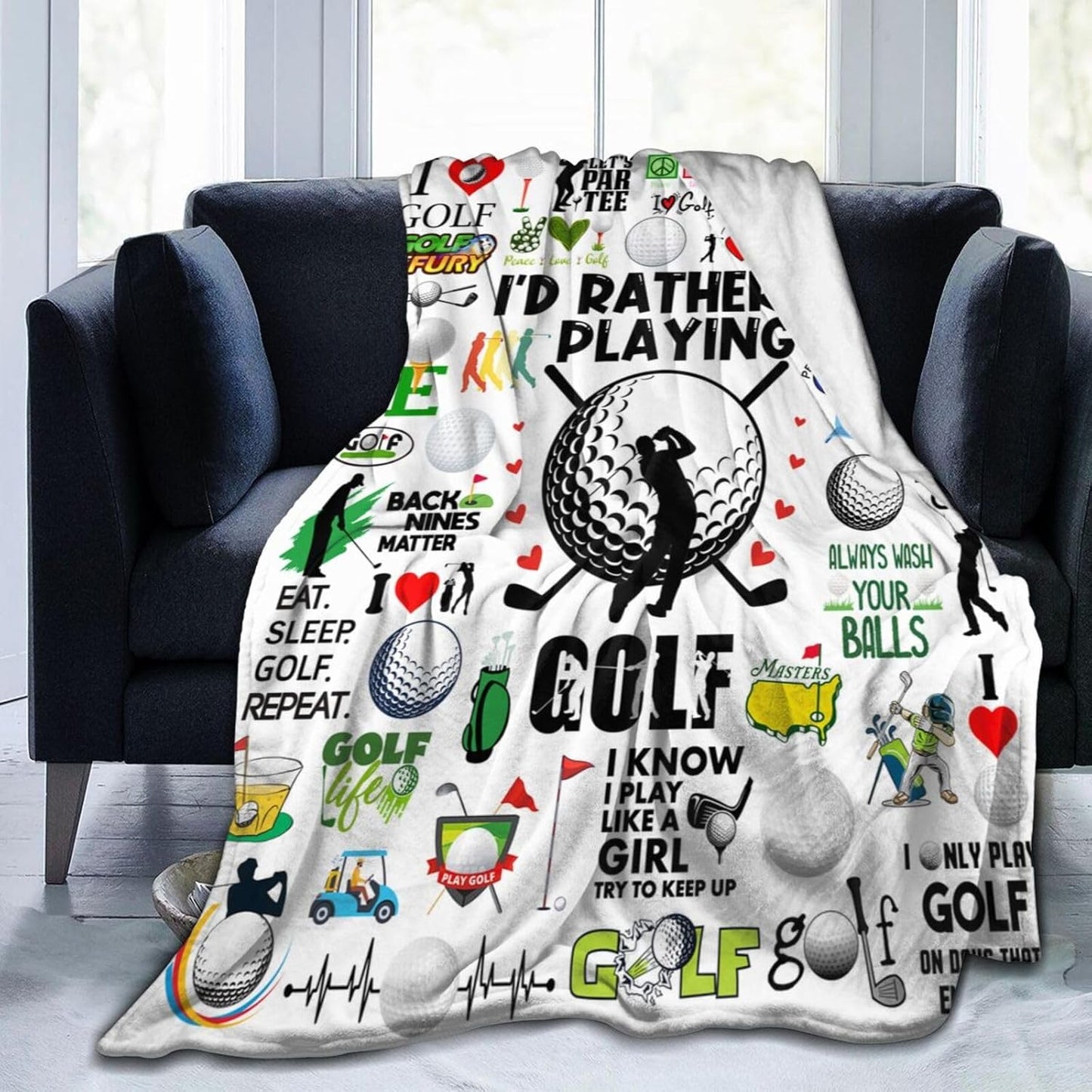 Golf Blanket Gifts Merch for Men Women Soft Flannel Golfing Theme Decor Blanket Bedding Gifts for Golf Lovers Boys Girls Men Women 50"X40"