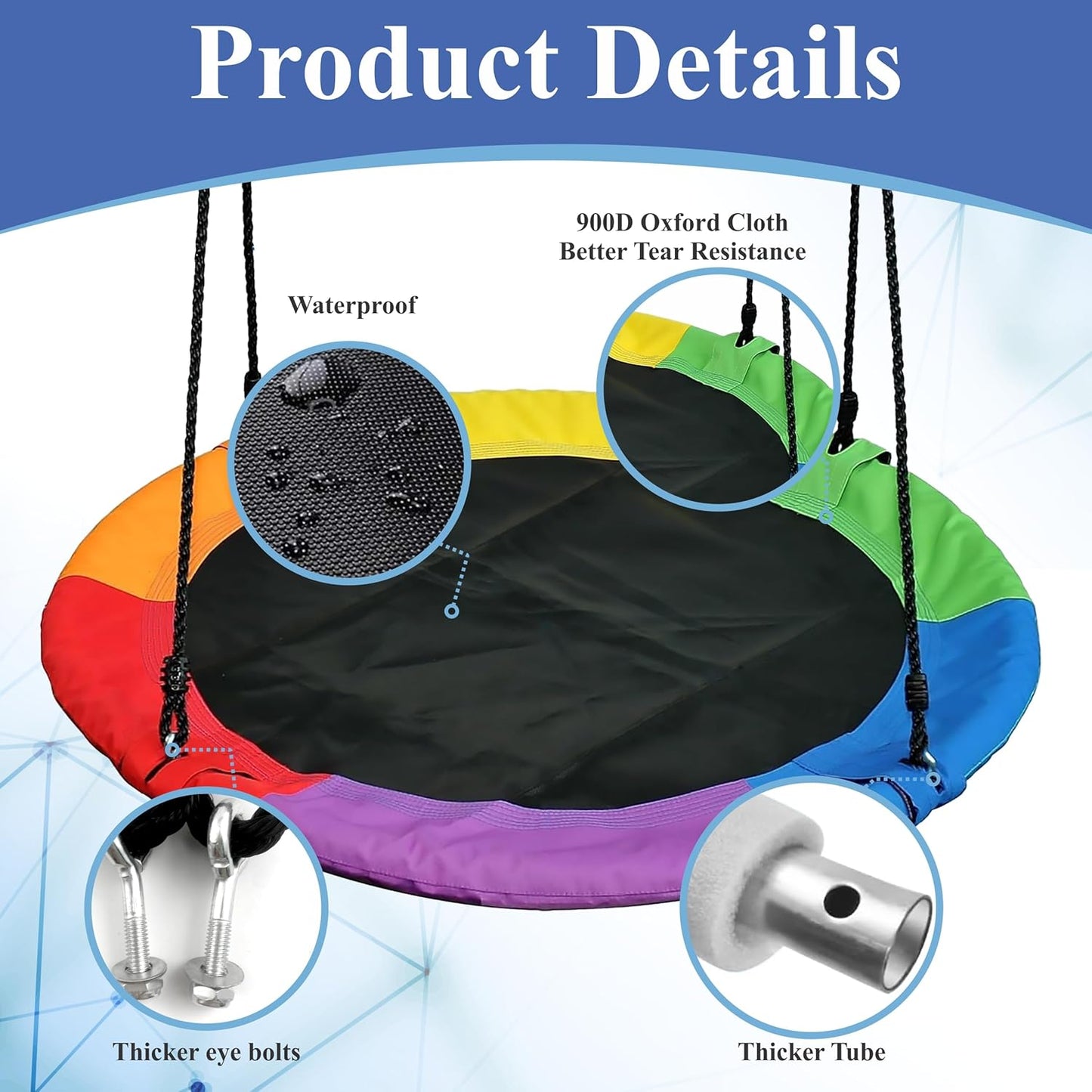 Saucer Tree Swing for Kids – 40 Inch Round Saucer Swing with Adjustable Hanging Straps, Waterproof 900D Oxford Fabric in Indoor & Outdoor Fun with Full Installation Tools & User Manual