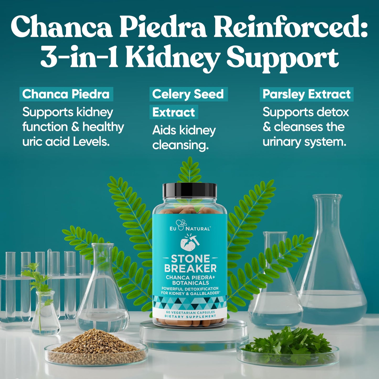 Chanca Piedra Stone Breaker - The Original Stone Breaking Formula with Celery Seed & Parsley - Supports Kidney, Gallbladder & Urinary Tract Cleansing to Help Flush Impurities - 120 Vegetarian Capsules