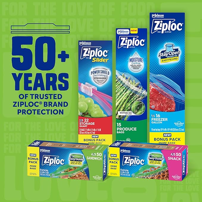 Ziploc Sandwich and Snack Bags, Easy Open and Close, Plastic Food Storage Bags, 270 Bags Total (Packaging May Vary)