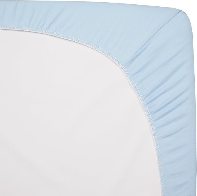 American Baby Company 2 Pack 100% Natural Cotton Fitted Cradle/Bassinet Sheets 36" x 18" - Soft, Breathable & Hypoallergenic Bed Sheets, Blue, Neutral for Boys & Girls