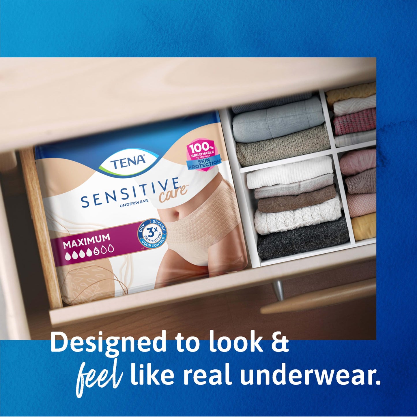 Tena Sensitive Care Adult Incontinence Underwear for Women, Maximum, L, 80 Count (Waist Size 34in-44in)