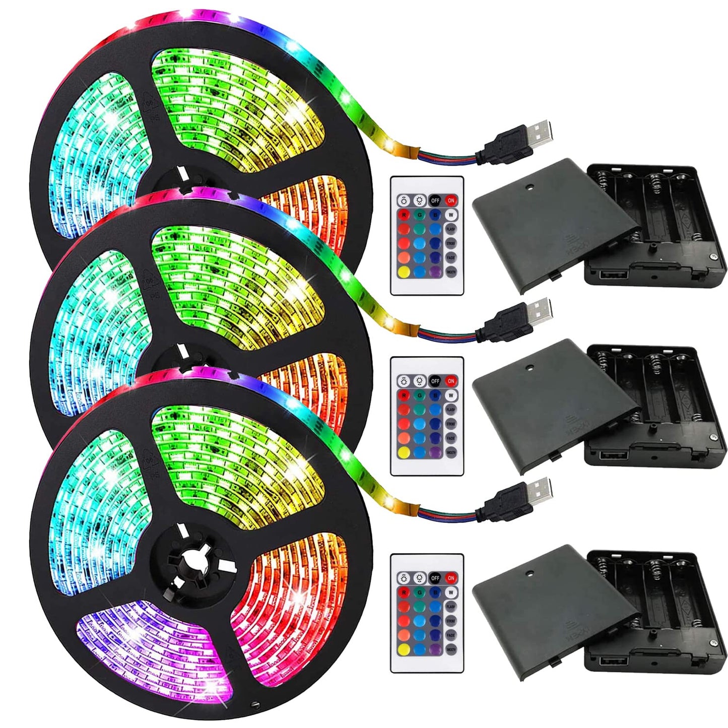 Baoyuteda LED Strip Lights, 5050 RGB, 2M/6.6FT, Battery-Powered, Flexible, 60 LEDs, Model 30RGB