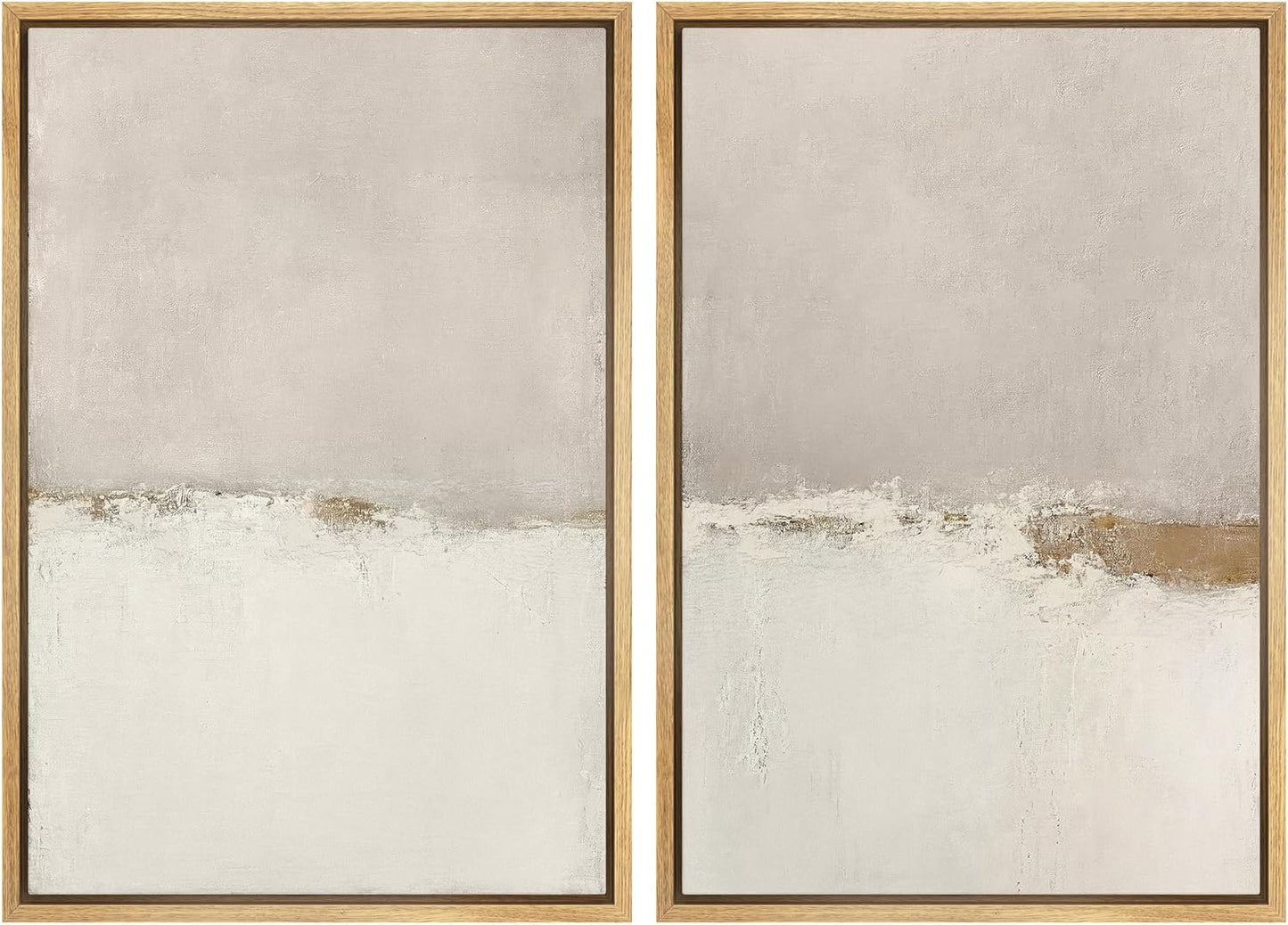 SIGNWIN Framed Canvas Print Wall Art Beige Gray Paint Strokes Abstract Grunge Landscape Prints Modern Art Minimalist Neutral Decor for Living Room, Bedroom, Office - 16"x24"x2 Natural
