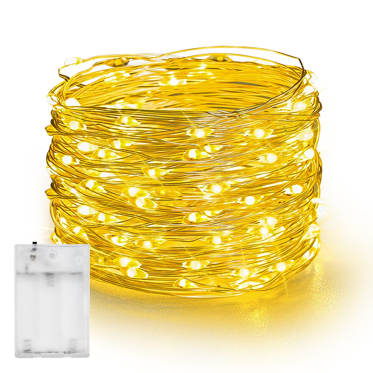 Dazzle Bright 20 Ft Battery Operated Fairy Lights, 60 Led Warm White Waterproof String Lights For Indoor Outdoor Decor