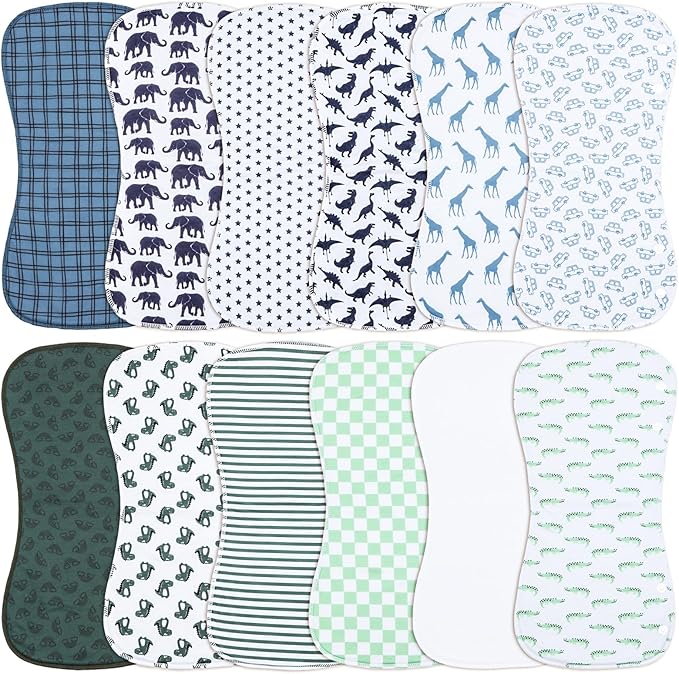Baby Burp Cloths &Baby B.ibs 2-in-1 Design 3 Layers Thicken Cotton Absorbent and Soft Spit Up Burping Rags Set for Newborn (Multicolor-01)