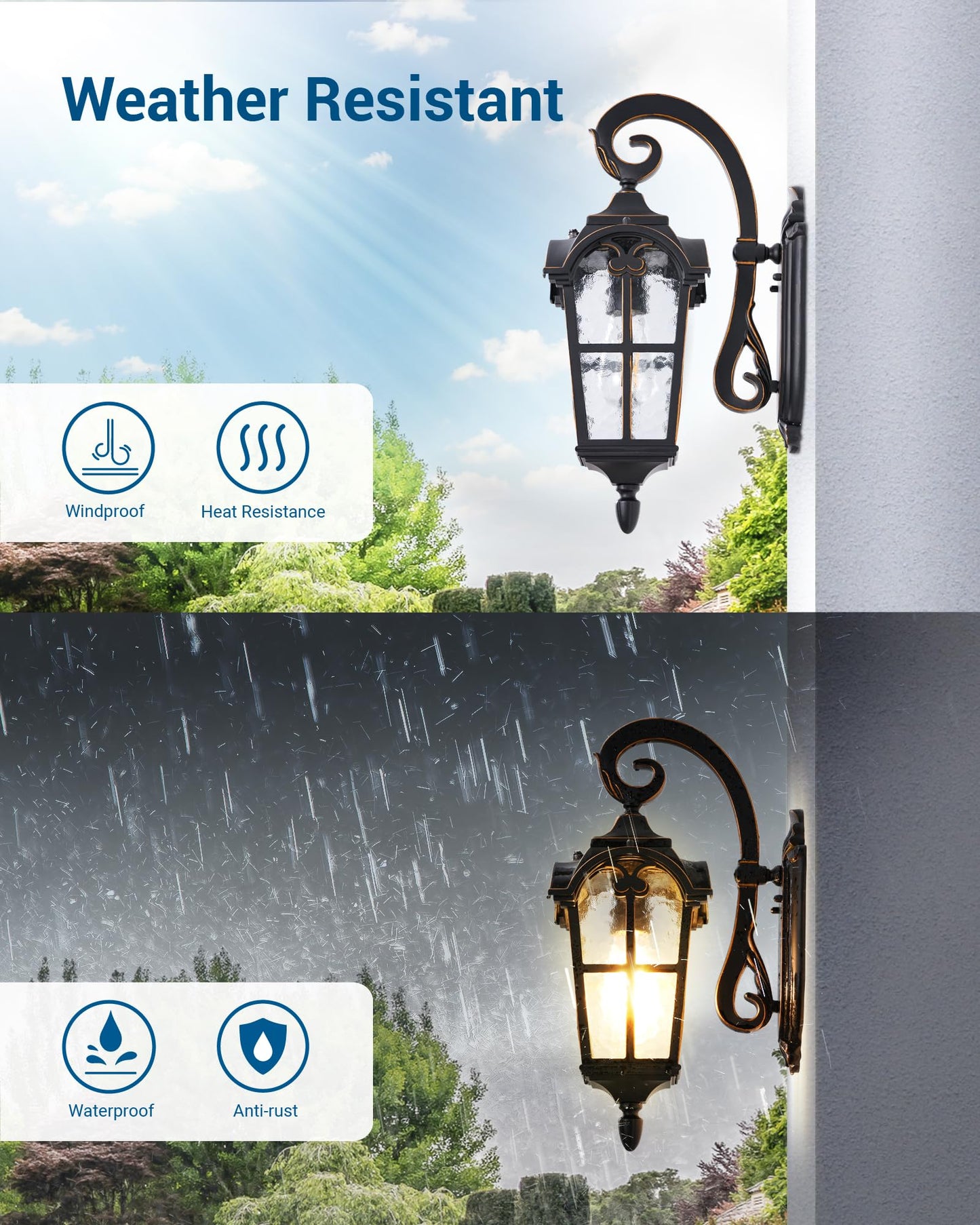 Dewenwils Dusk To Dawn Outdoor Wall Light, Black Roman 17.7 H, Waterproof Die-Casting Aluminum Sconce For Porch, Garage, Patio