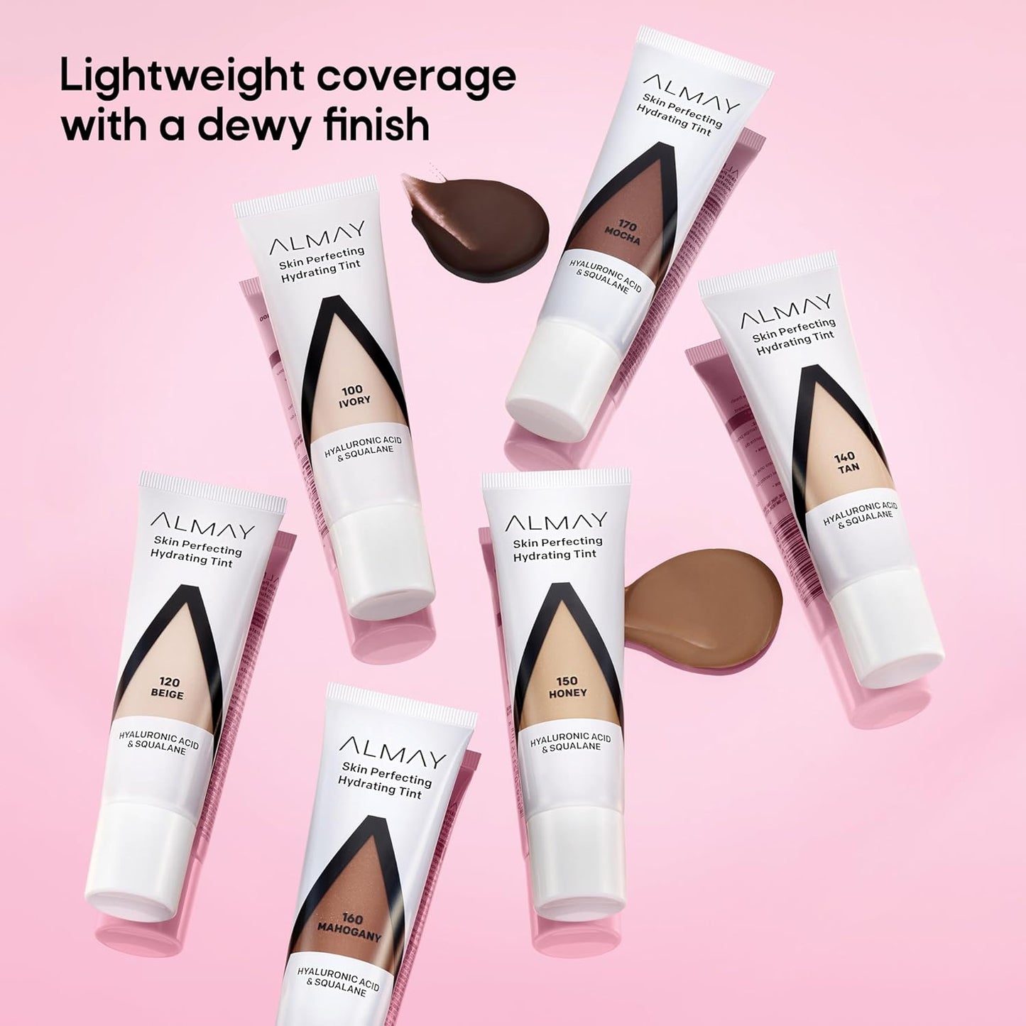 Almay Hydrating Liquid Foundation Tint, Lightweight with Light Coverage, Naturally Dewy Finish, Hypoallergenic, Dermatologist TestedFragrance Free, 140 Tan, 0.94 fl oz.