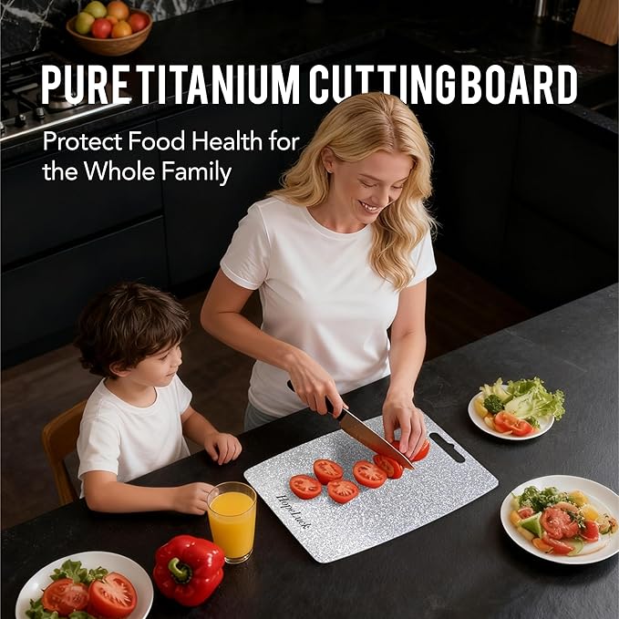 Titanium Cutting Board Set of 3, 100% Pure Titanium Cutting Boards for Kitchen, Double Sided Food-Grade Lightweight Metal Chopping Board for Meat Vegetables (16"*11"+13"*9"+9"*6")