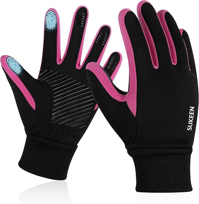 Sukeen Kids Winter Gloves, Touchscreen Anti-Slip Kids Cycling Gloves for Kids Boys Girls, Lightweight Boys Gloves for Runn...