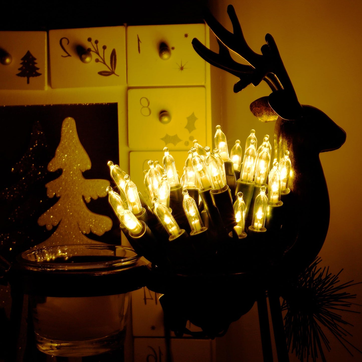 Joliyoou 50 Led Warm White String Lights, 16 Ft Battery Operated With 8 Modes, Indoor/Outdoor Xmas Fairy Lights