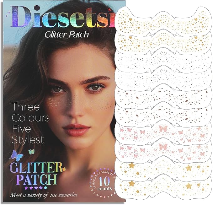 Face Glitter Freckles Tattoo,Diesetsr Temporary Makeup Patches,Body Glitter Sparkle Fake Freckles Stickers for Women Kids ...