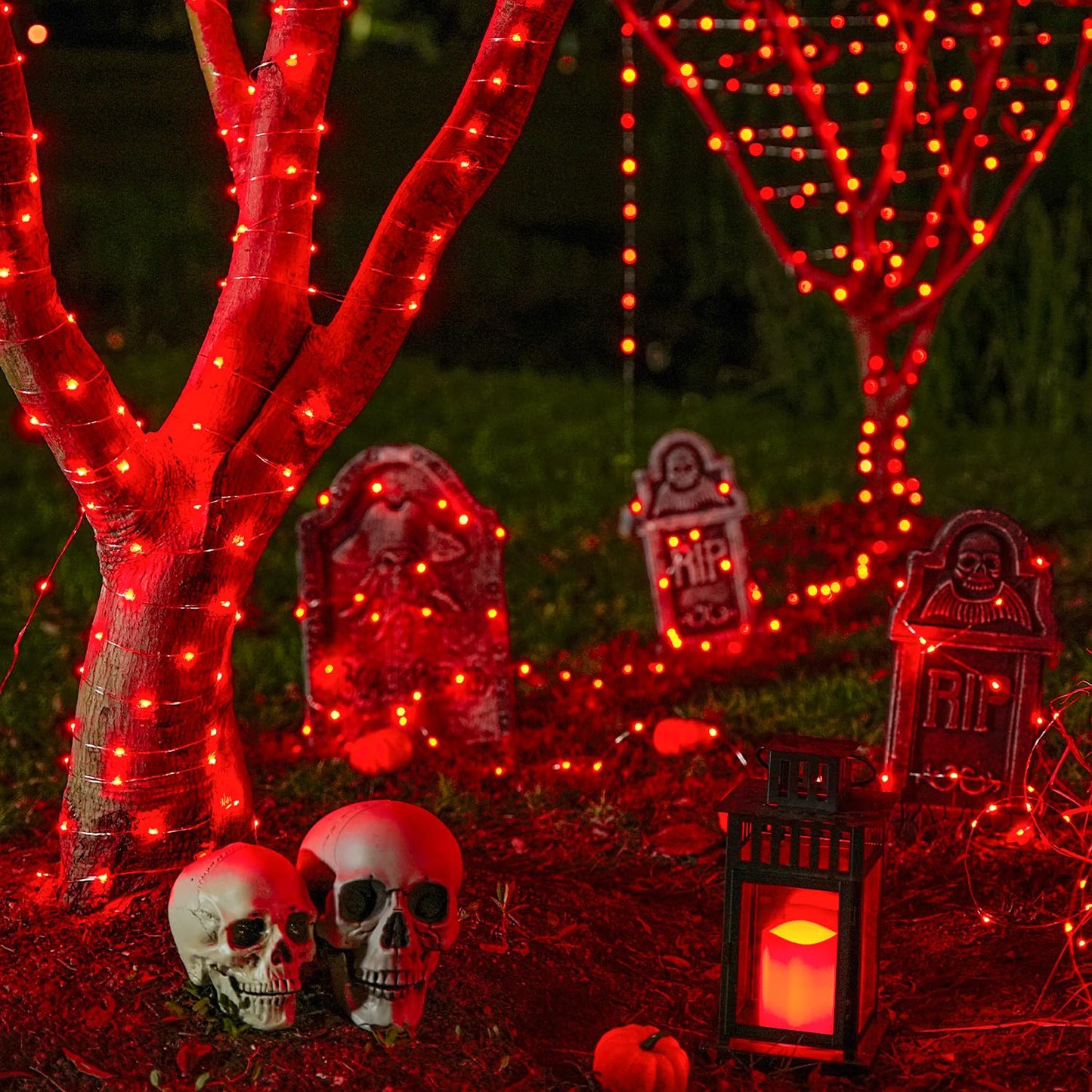 JMEXSUSS 200 LED Fairy Lights, 66ft Battery Operated String Lights, 8 Modes, Red Copper for Valentine Decorations