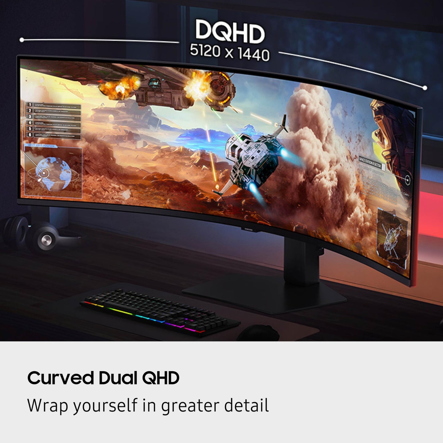 Samsung 49-Inch Odyssey G9 (G91F) Dqhd, 144Hz, Curved Gaming Monitor, Ultra-Wide 32:9 Screen, Displayhdr 600, Amd Freesync Premi