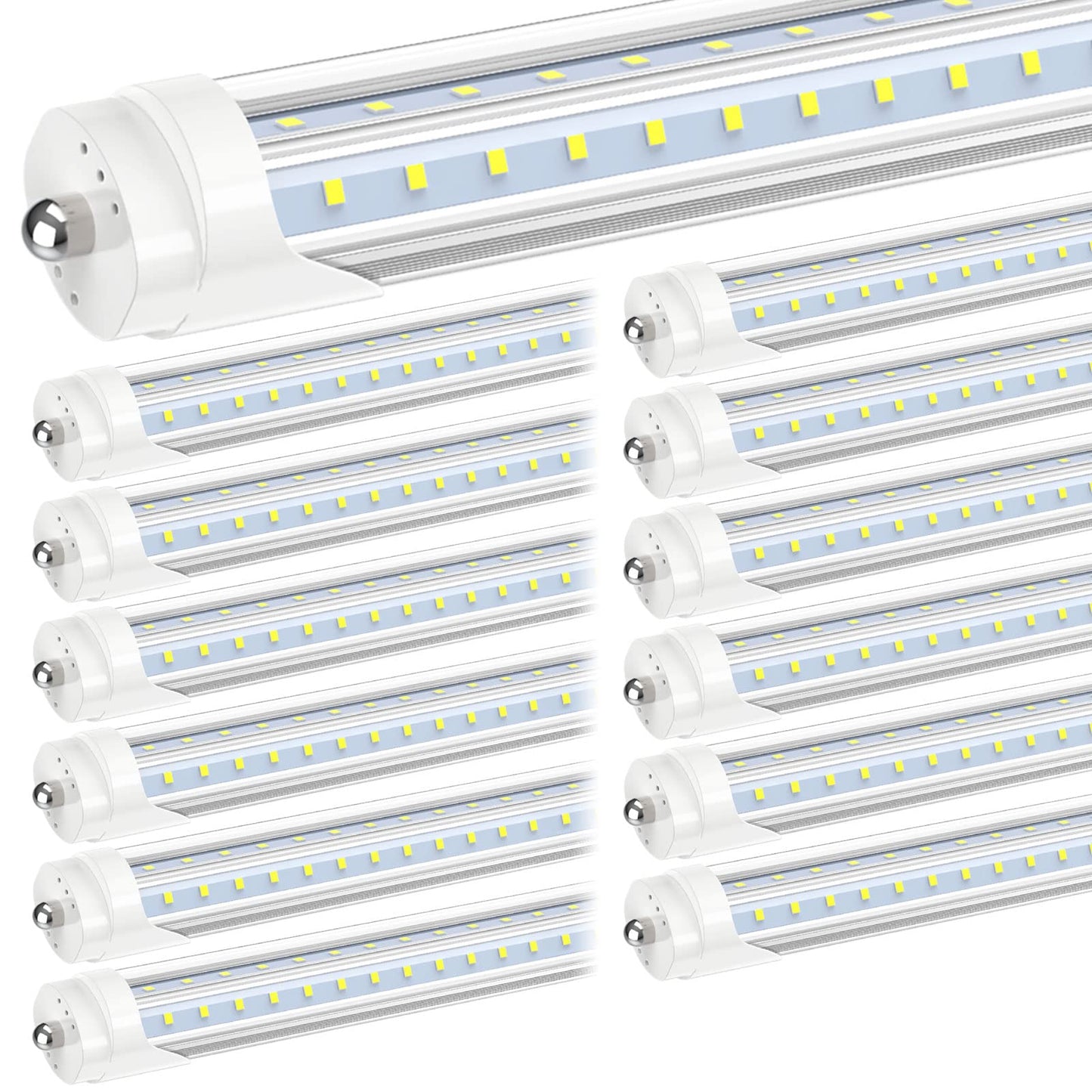 JESLED T8/T10/T12 LED Tube Light 50W 6000LM Daylight White 5000K 12-Pack FA8 Base Aluminum