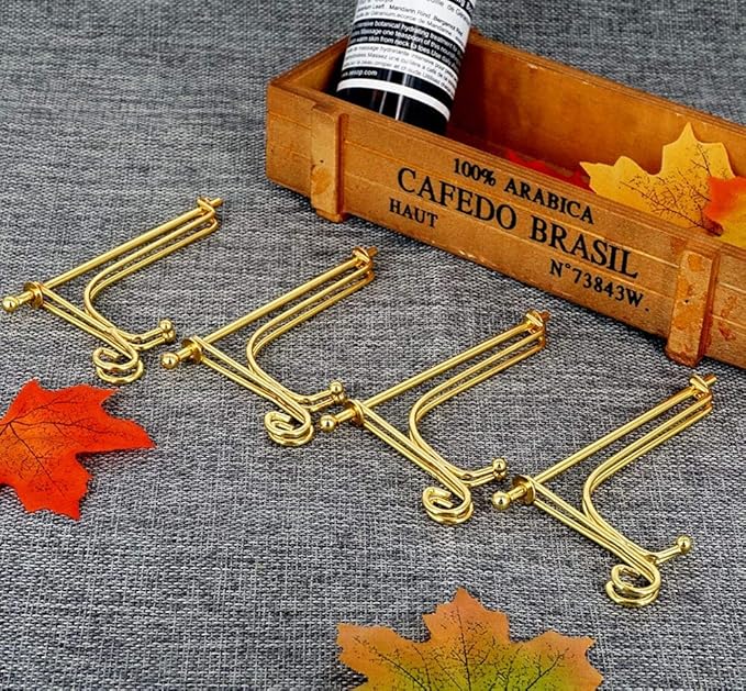 LIONWEI LIONWELI 4 Inch Gold Iron Plate Stand Holder Easel Display Stand for Plate?Picture?Photo and More,4 pcs.