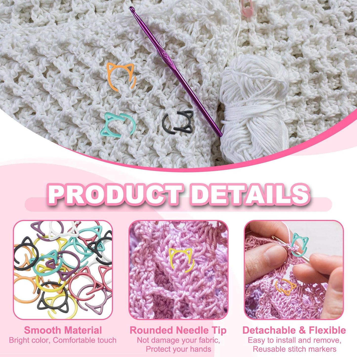 uxcell 50pcs Stitch Markers, Spiral Stitch Markers Crochet Needle Clip Counter Knit Ring Crochet Locking Sewing Accessories for DIY Handcraft Knitting and Crocheting, Lake Blue