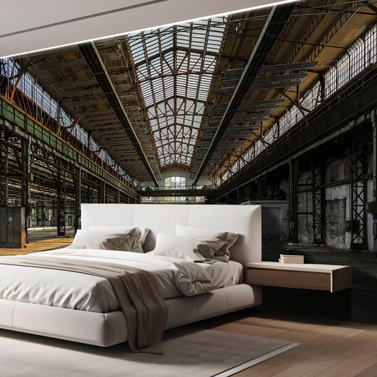 wall26 Wall Sticker/Wall Mural Industrial Interior of an Old Factory Building, Not Peel and Stick, Non-Woven Wallpaper Decorative for Bedroom, Living Room, Office - 120x168 inches