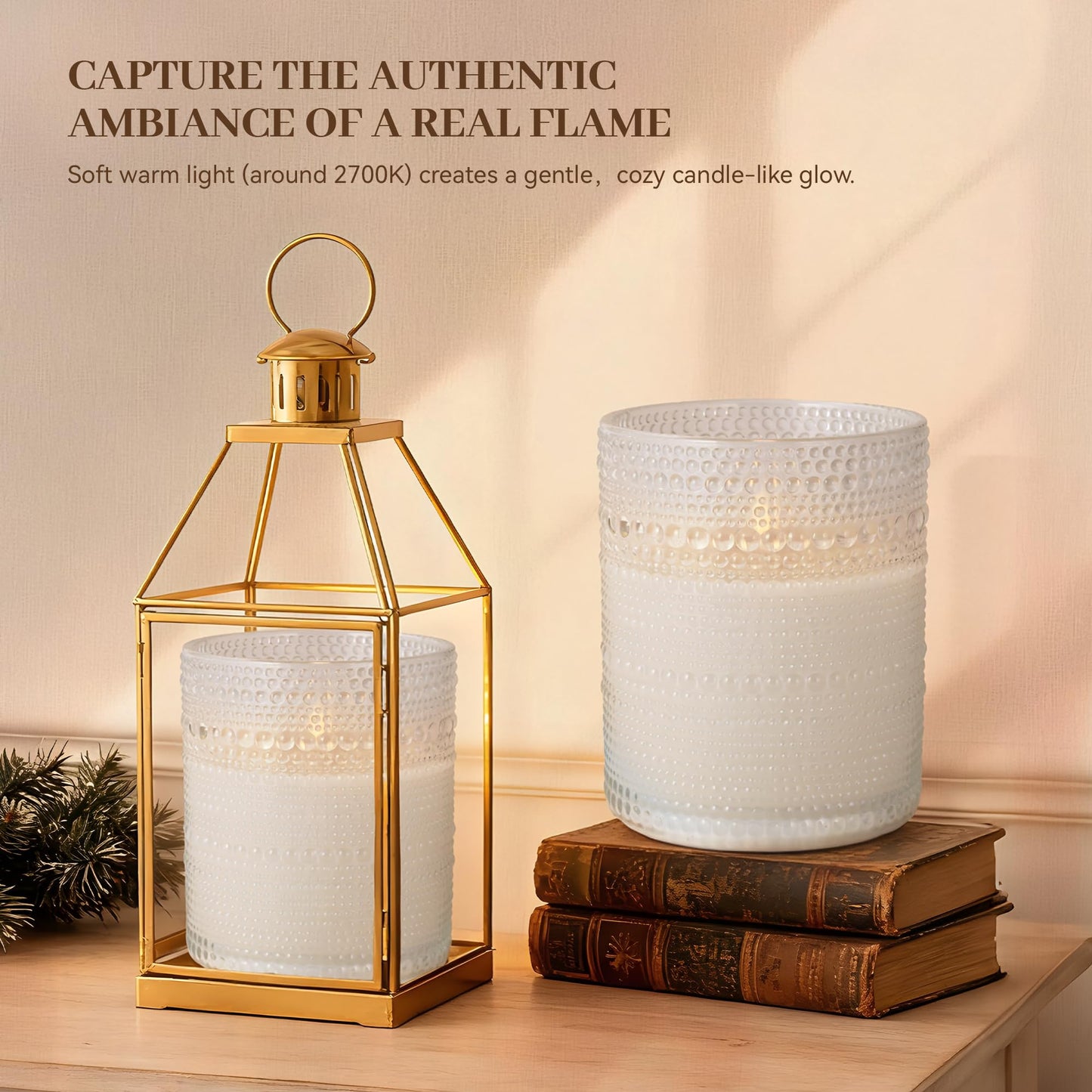 Velsyn Dotted Glass Flameless Candles with Remote Timer, Real Wax Battery Operated LED Pillar Candles with 3D Flickering Flame for Festival Wedding Home Party Decor, 3" x 4", 4" x 5", Set of 2 (White)