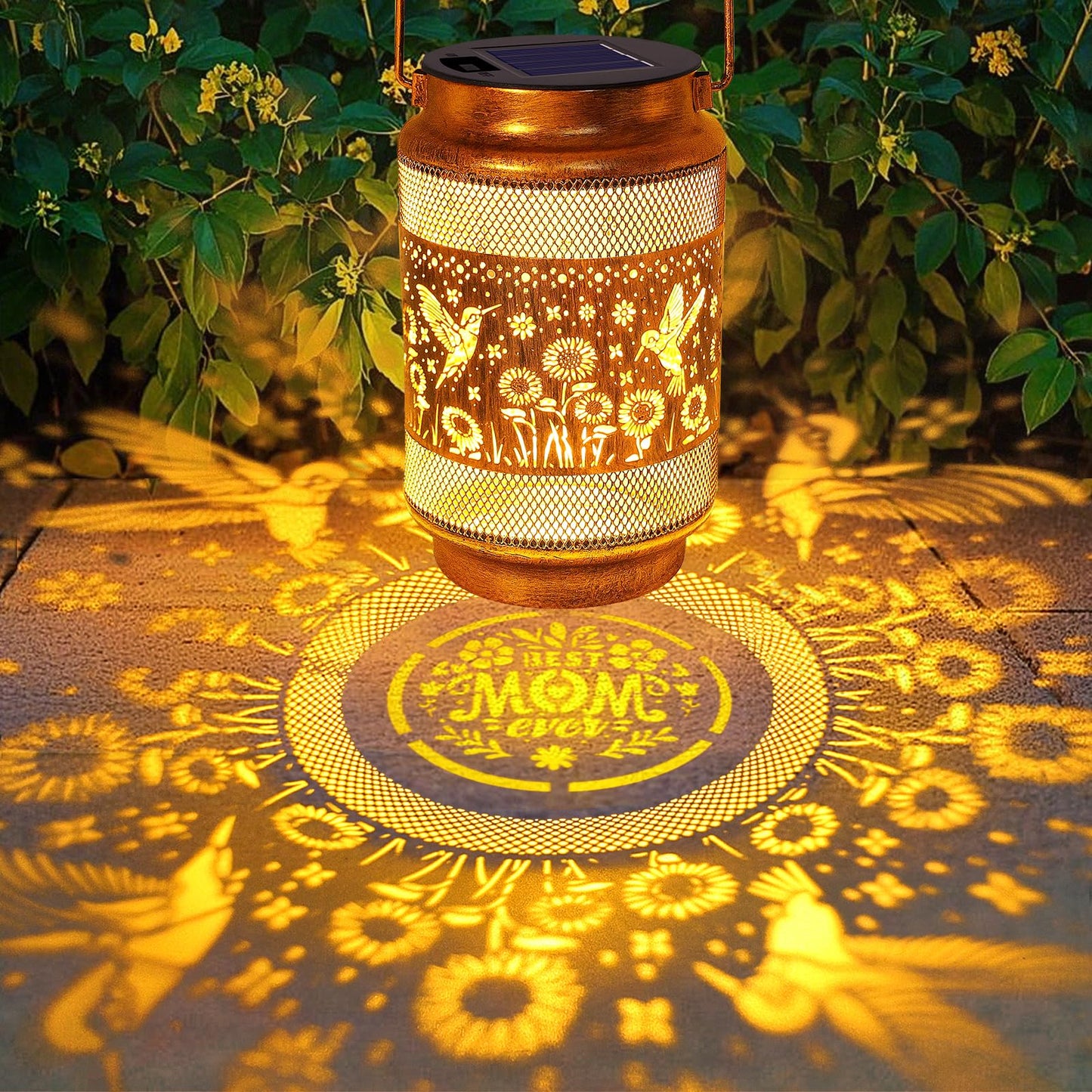Gifts For Mom  Mom Gift Solar Lanterns Outdoor  Mother Birthday Gift From Daughter Son  Metal Solar Hanging Hummingbird Lights With Shepherd Hook For Outside Garden Yard Patio Pathway (2 Pack)