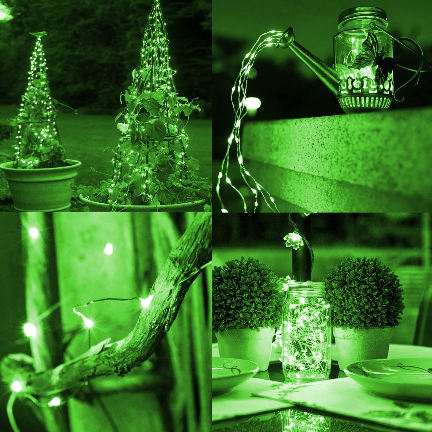 TW SHINE Solar String Lights, 39.4 FT, 120 LED, Waterproof, Green Copper Wire, 8 Modes, 2 Pack, Outdoor Christmas Decorations