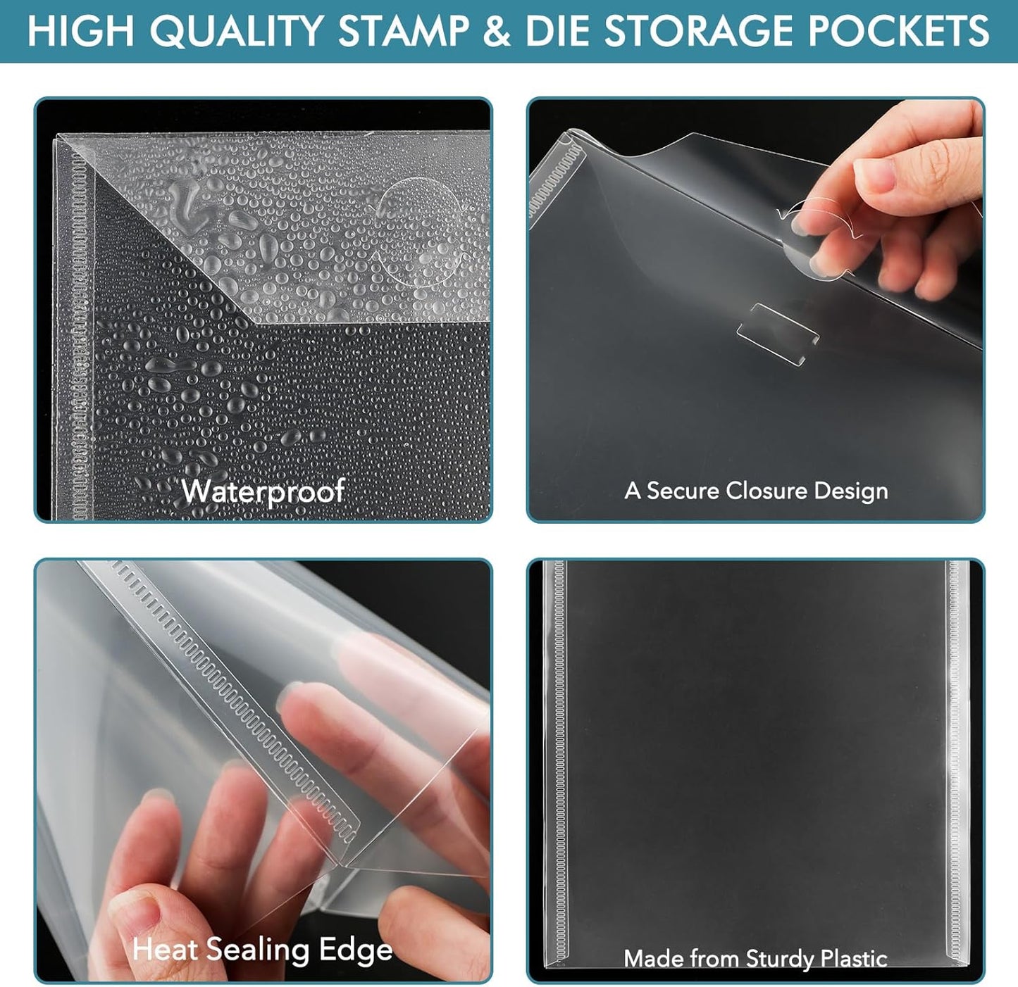 BAOFALI 100 Pcs/Set 5 Sizes Clear Stamp and Die Storage Pockets, Stamp Storage Bags, Plastic Envelopes, Scrapbooking Storage Die Cuts for Stencil Storage Card Making Cutting Dies