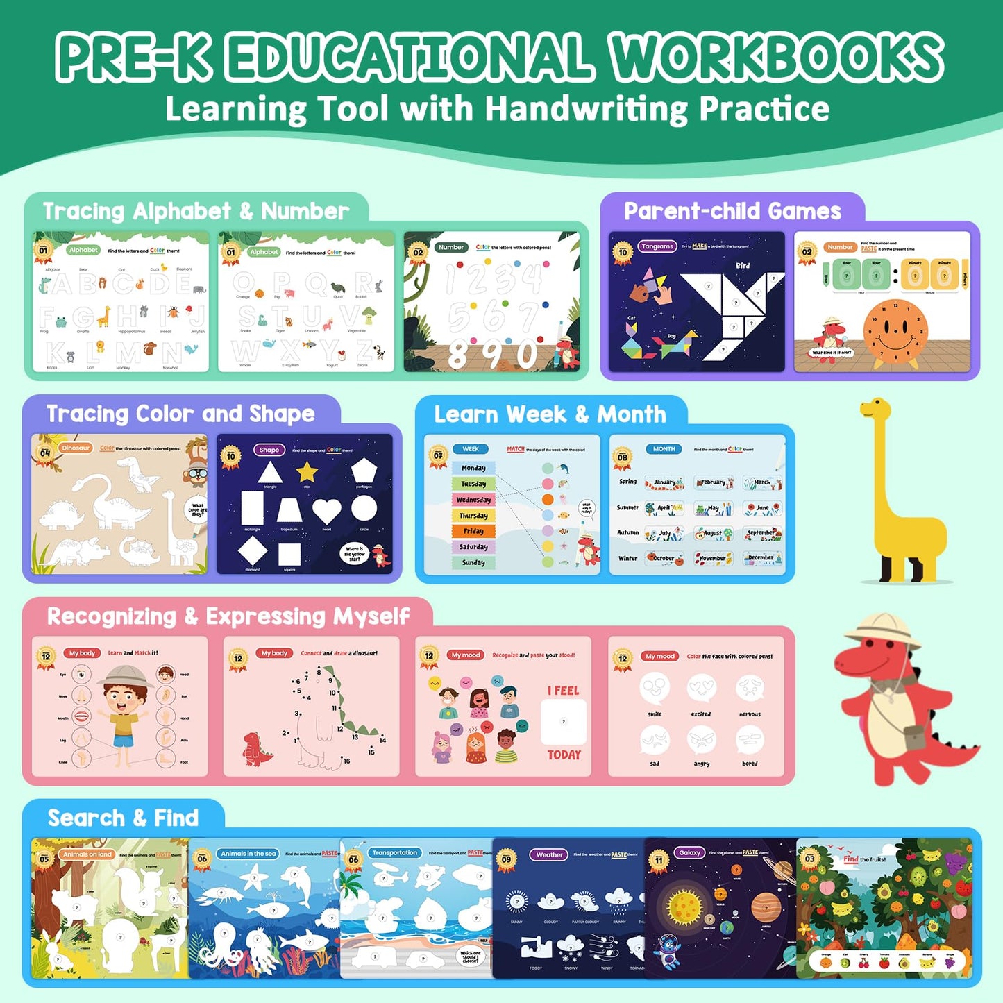 Activity Busy Books for Kids Ages 3-5 | Preschool Learning Activities Workbooks with Letter Tracing Handwriting Practice, Autism Sensory Pre-Assembled Educational Toys Gifts for Toddlers Boys Girls