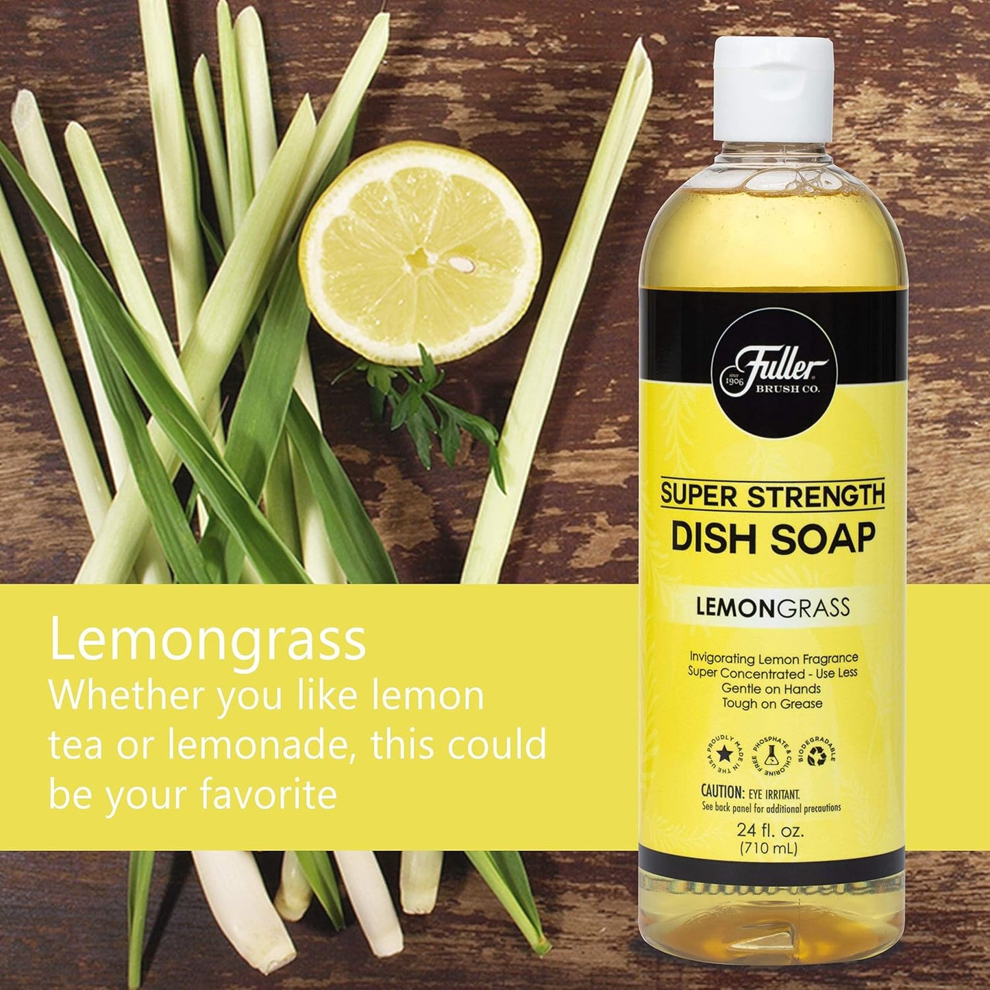 Fuller Brush Super Strength Dish Soap ? Economical ? Use Much Less ? For Dishes, Glasses, Silverware, Utensils, Pots, Pans, Countertops, Tables ? Invigorating Fragrance (Lemongrass)